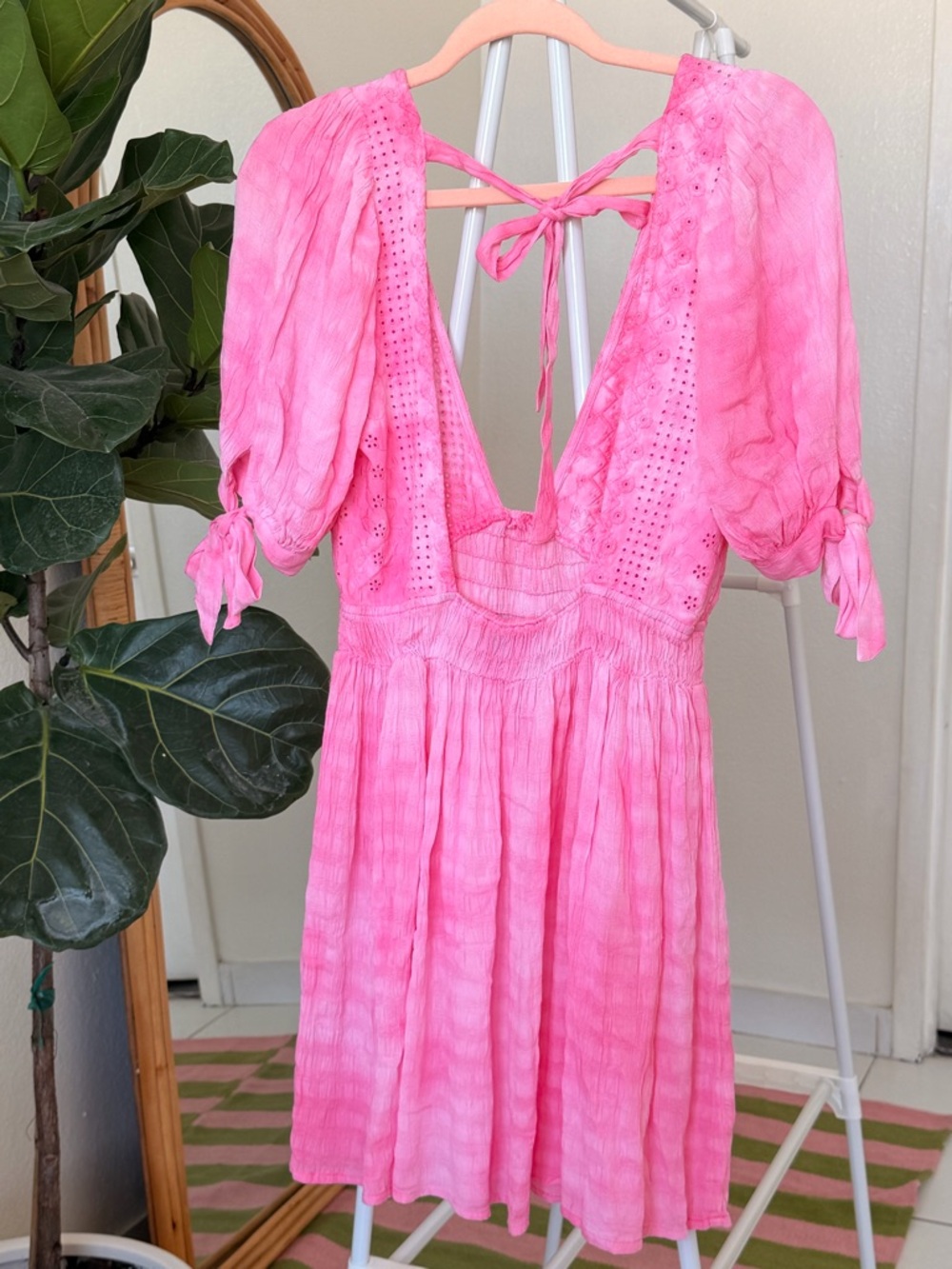 ASOS Pink Mini Dress with Smocked Waist - Picture 7 of 15